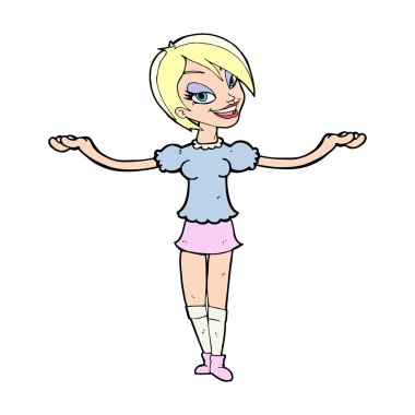 Çizgi filmdeki kadın açık el hareketi yapıyor.