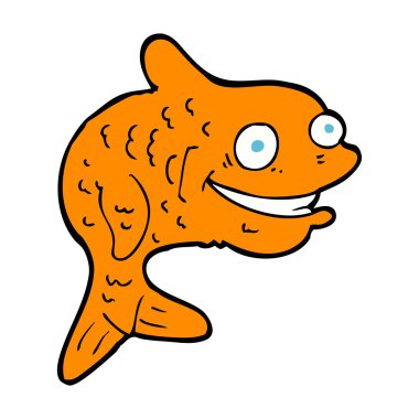 karikatür mutlu balık