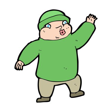 Şapka sallayan çizgi filmci.