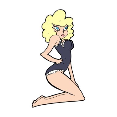 karikatür pin-up kadın