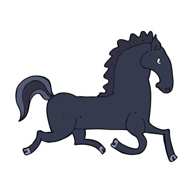 karikatür çalışan siyah aygır