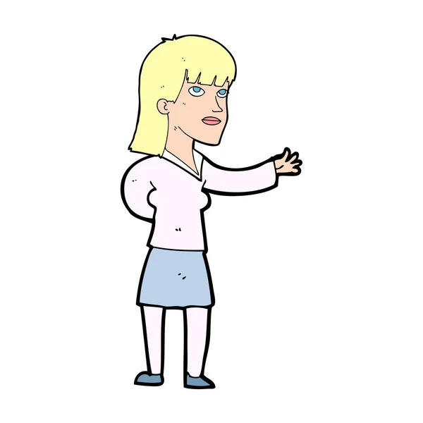 Mulher dos desenhos animados explicando — Vetor de Stock