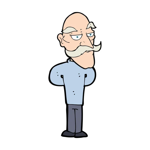 Cartoon oude man met snor — Stockvector