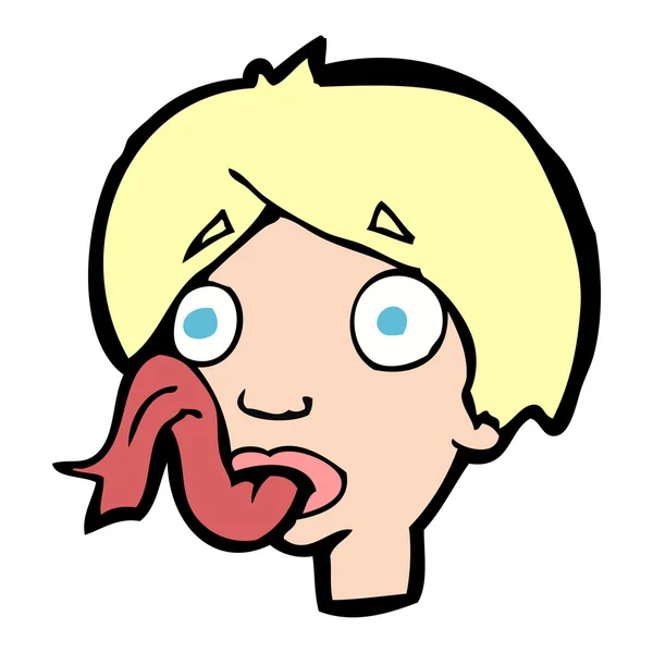 Cap de desene animate lipirea afară limba — Vector de stoc