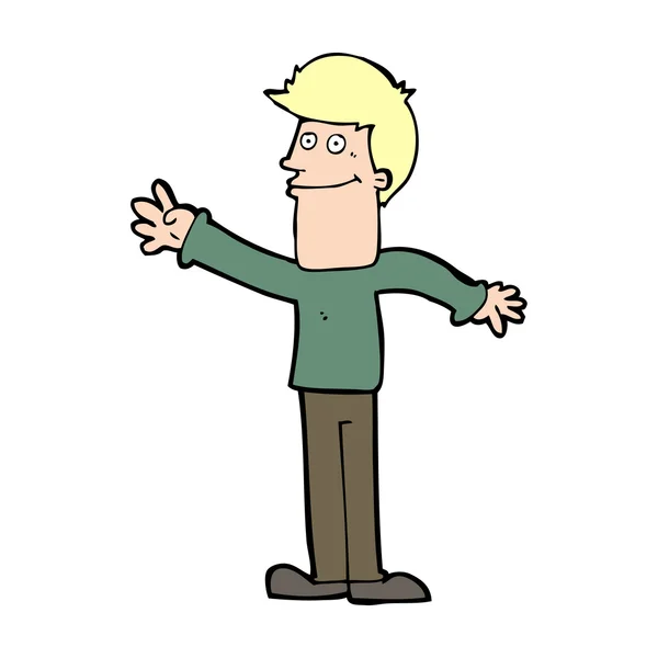 Cartoon gelukkig man zwaaien — Stockvector