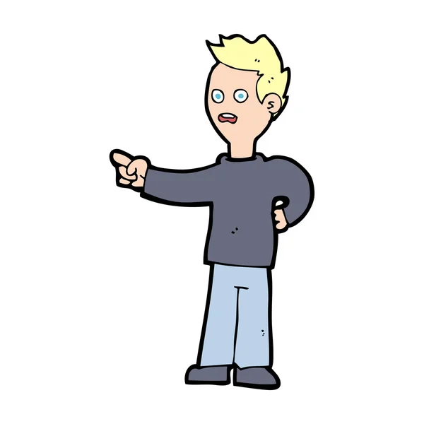 Cartoon geschokt jongen wijzen — Stockvector