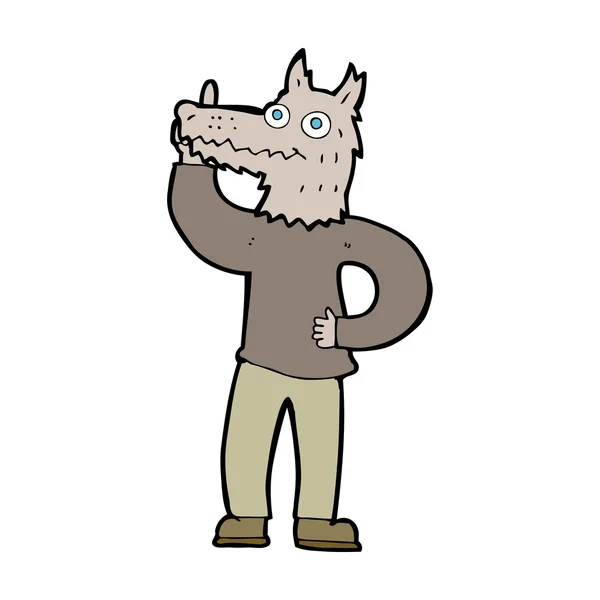 Cartone animato lupo mannaro con idea — Vettoriale Stock