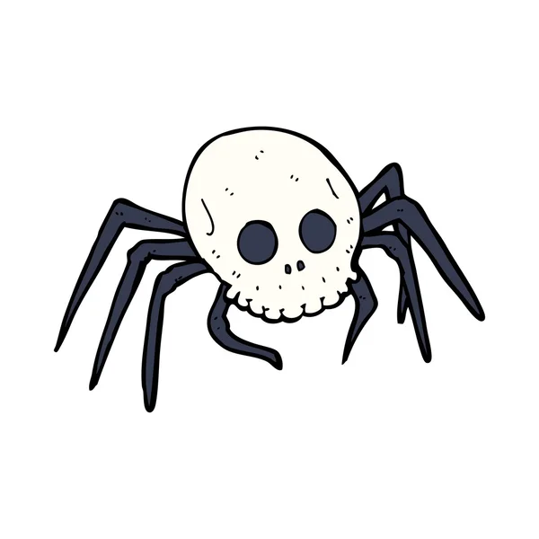 Desenho animado assustador halloween crânio aranha — Vetor de Stock