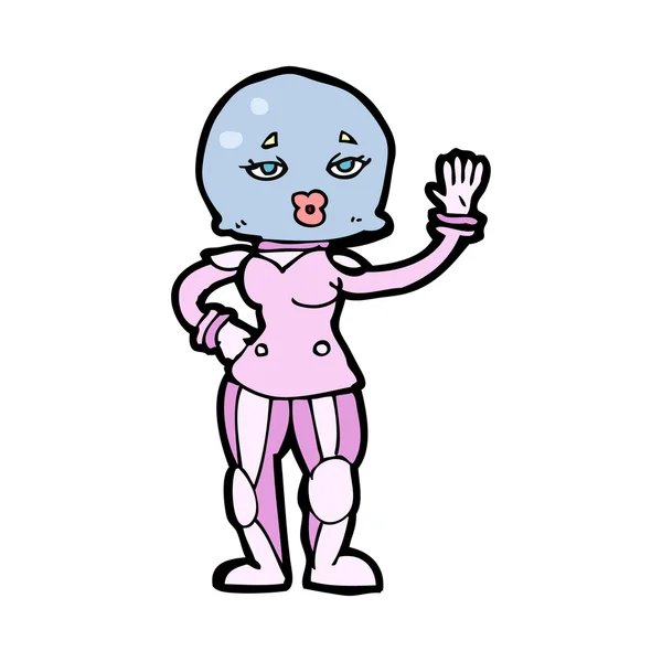 Astronauta mujer de dibujos animados — Vector de stock