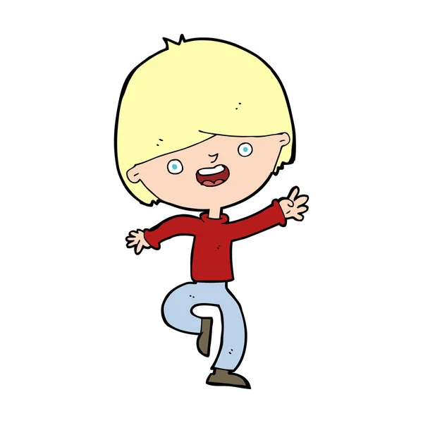 Cartoon gelukkig jongen dansen — Stockvector