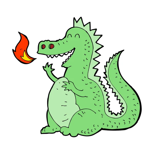 Dibujos animados fuego respiración dragón — Archivo Imágenes Vectoriales