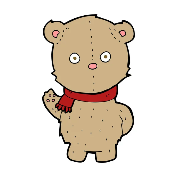 Oso de peluche de dibujos animados con bufanda — Vector de stock