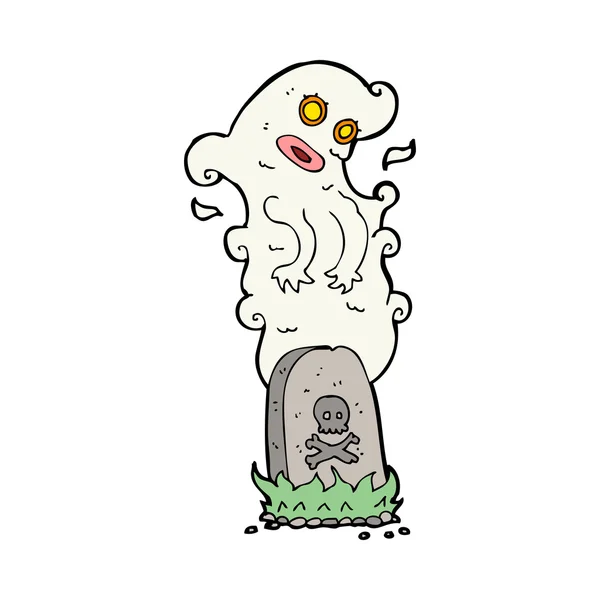 Fantôme de dessin animé se levant de la tombe — Image vectorielle