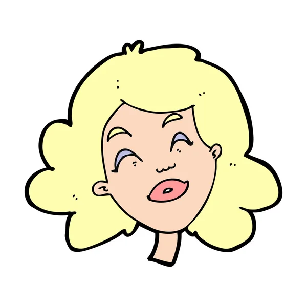 漫画幸せな女性の顔 — ストックベクタ