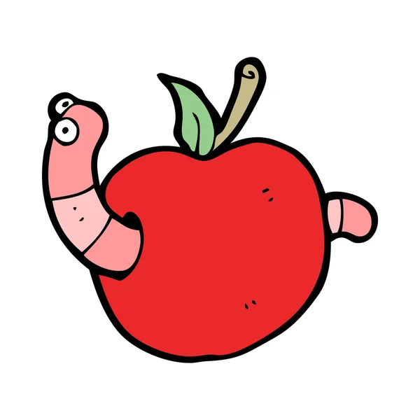 Cartooon worm in apple — Stockvector