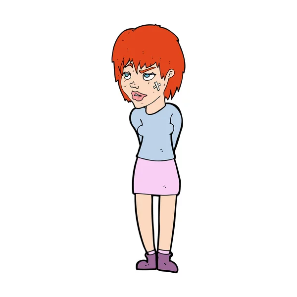 石膏を顔にした漫画の女性 — ストックベクタ