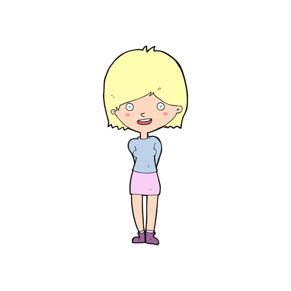 Mujer amigable de dibujos animados — Vector de stock