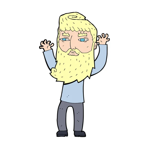 Dessin animé barbu homme agitant les bras — Image vectorielle
