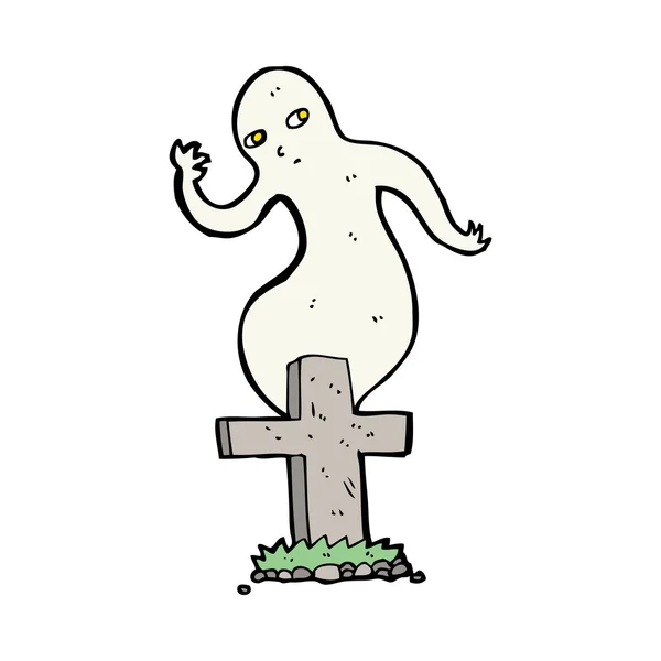 Cartoon ghost rising from grave — Stock Vector