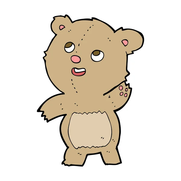 Cartoon cute waving teddy bear — Stock Vector