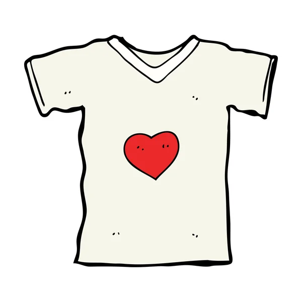 Desenho animado t-shirt com coração de amor — Vetor de Stock