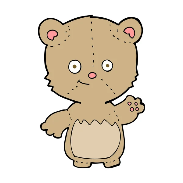 Karikatura, malý medvídek mává — Stockový vektor