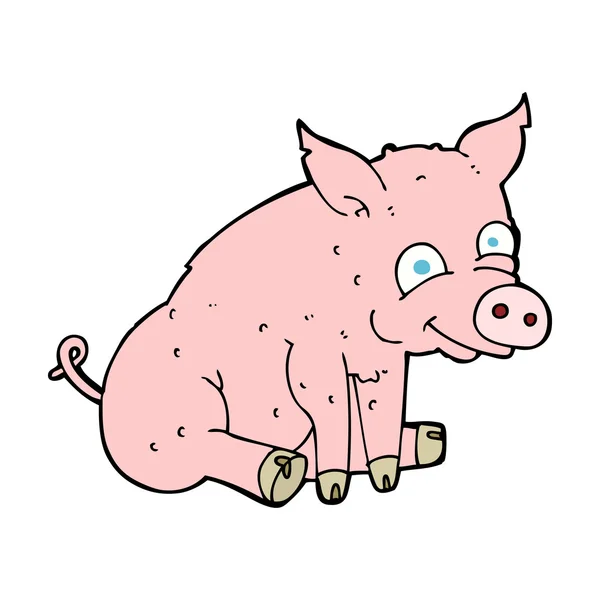 Dessin animé cochon heureux — Image vectorielle