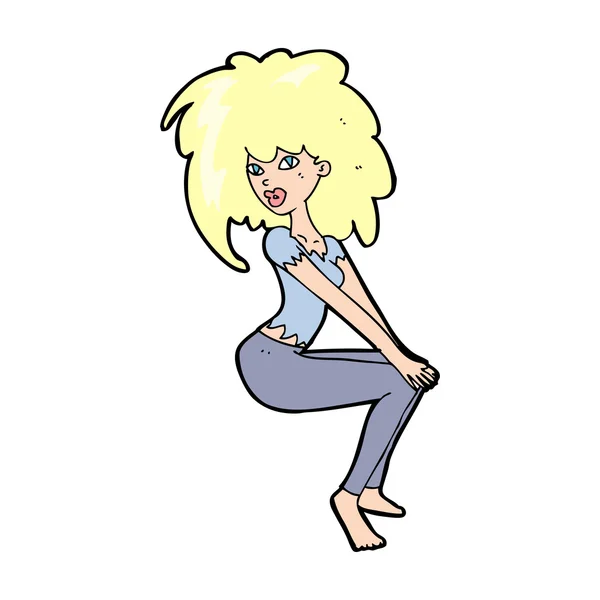 Donna dei cartoni animati con grandi capelli — Vettoriale Stock