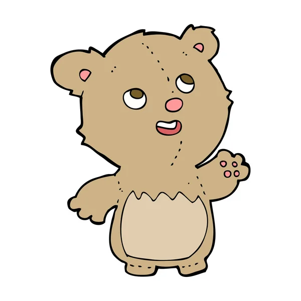 Dibujos animados feliz osito de peluche — Vector de stock