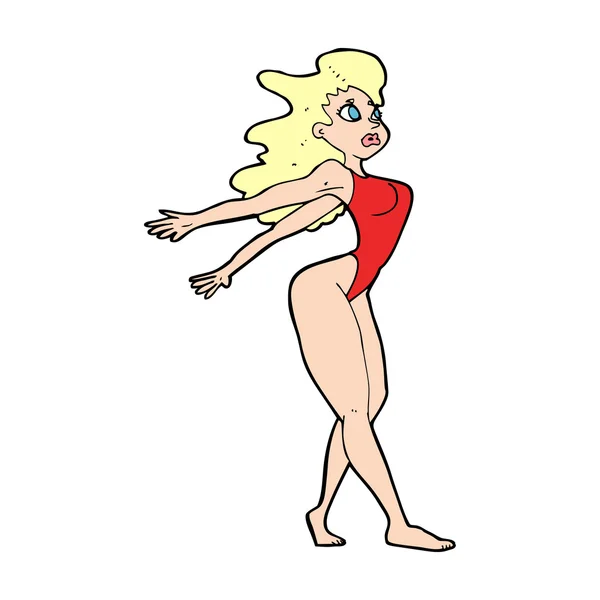 Dibujos animados mujer sexy en traje de baño — Vector de stock