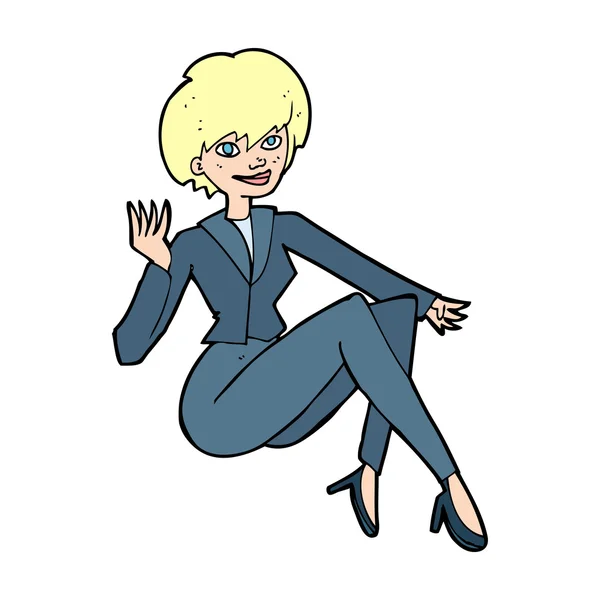 Dibujos animados mujer de negocios sentado — Vector de stock