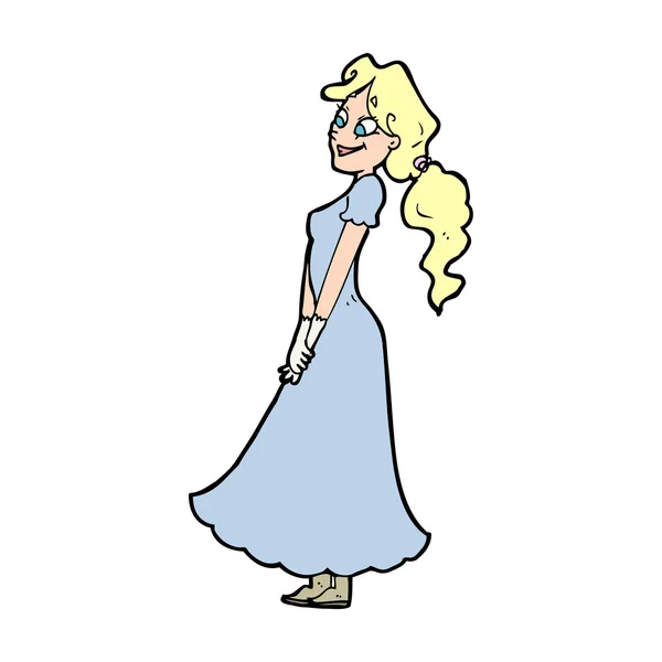 漫画ドレスのきれいな女性 — ストックベクタ