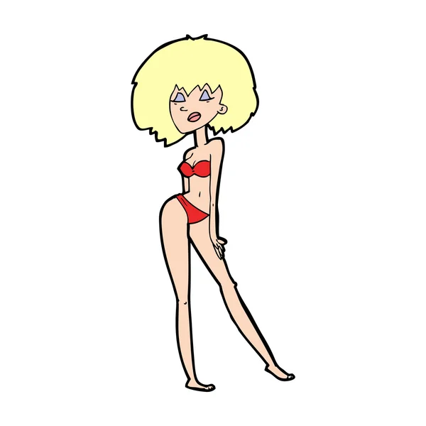 Cartoni animati donna in bikini — Vettoriale Stock
