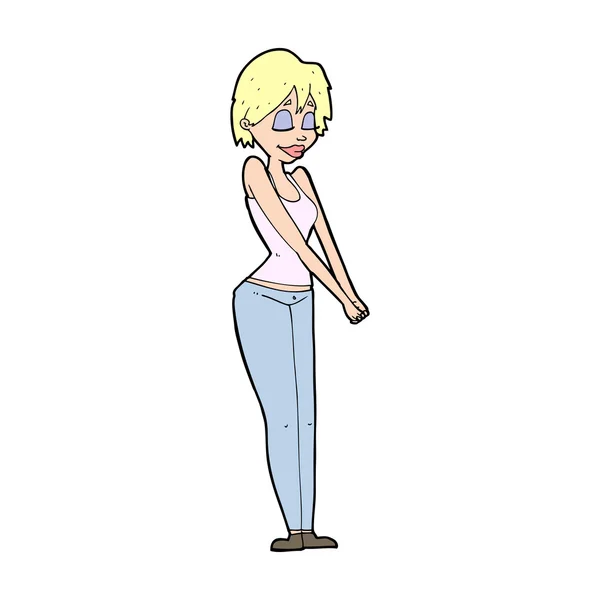 Cartoon innehåll kvinna — Stock vektor