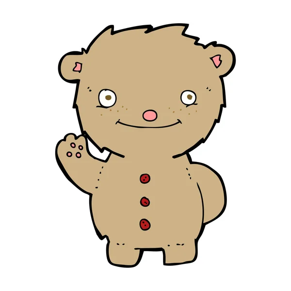 Dibujos animados ondeando oso de peluche — Vector de stock