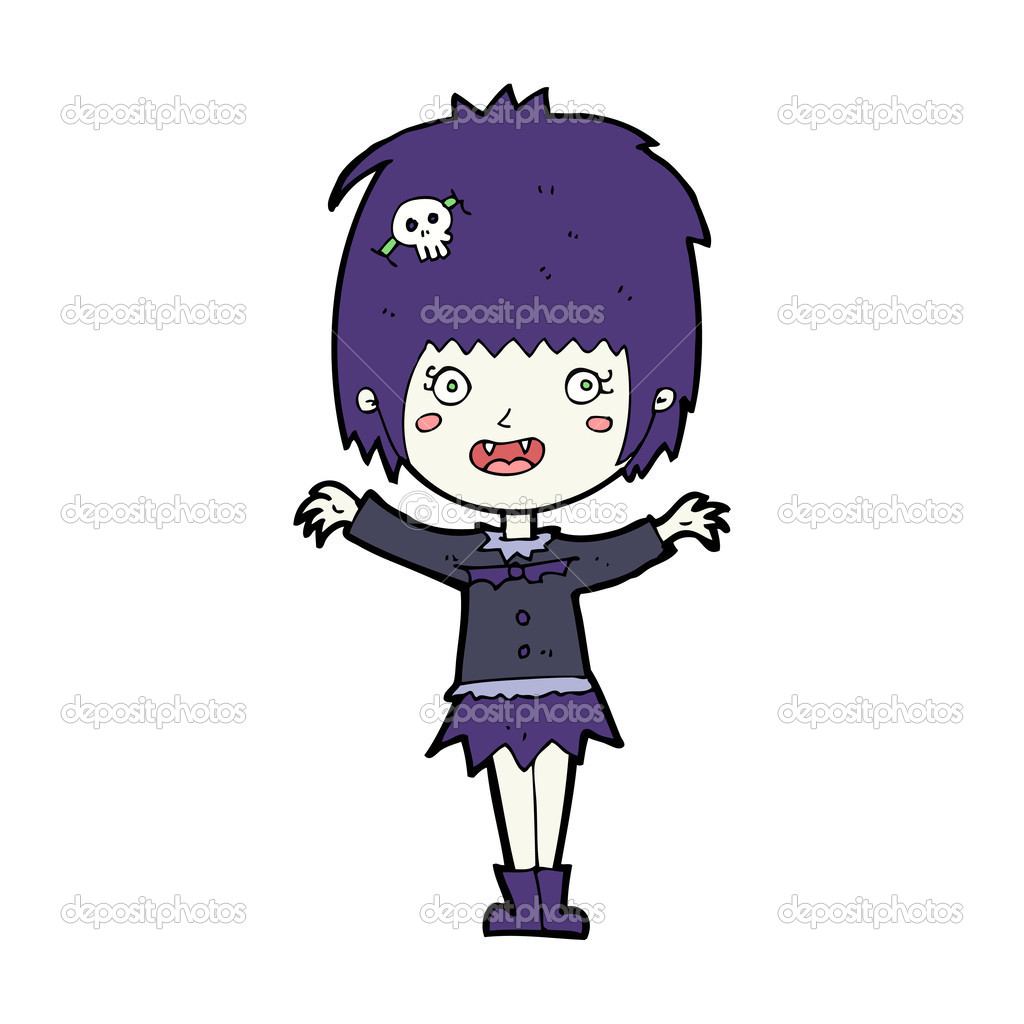 Desenho animado menina vampiro feliz imagem vetorial de lineartestpilot©  74322517