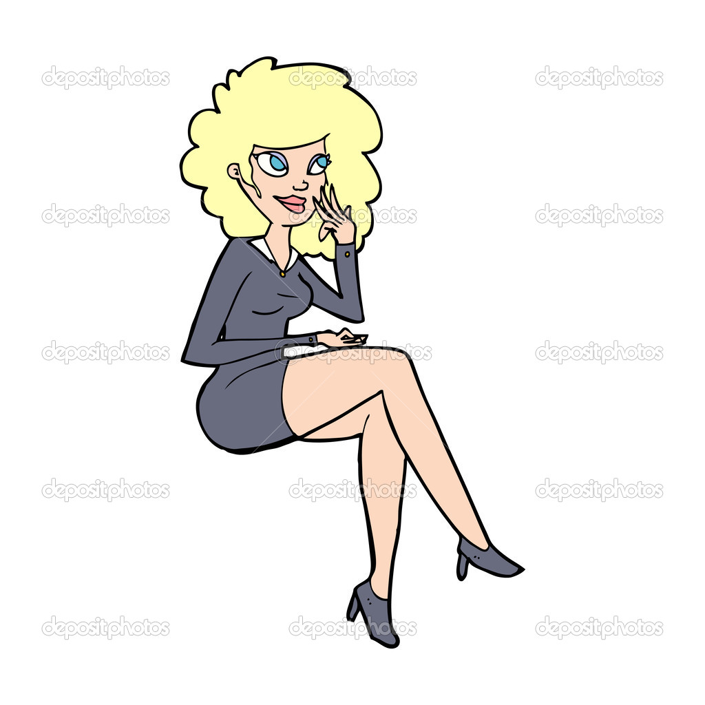 Cartoon escritório mulher sentada — Vetor de Stock ...