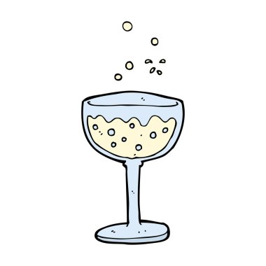 karikatür köpüklü şarap