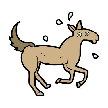 cartoon paard zweten