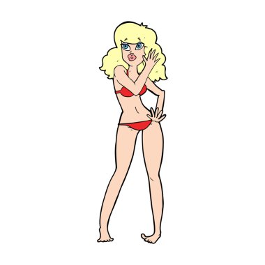 bikinili güzel bir kadın karikatür