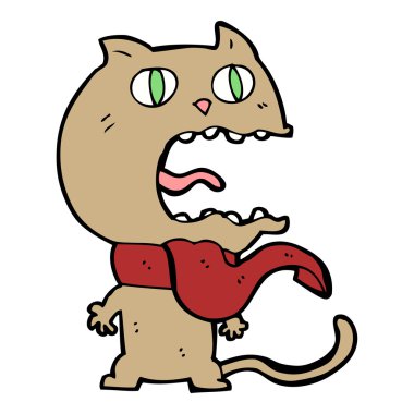 çizgi film korkmuş kedi