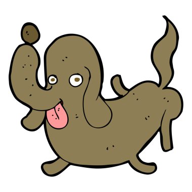 Çizgi filmdeki köpek dilini çıkartıyor.