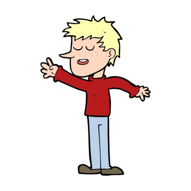 Çizgi film mutlu adam uzanıyor