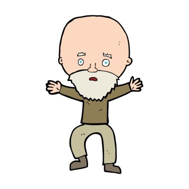 Çizgi film panikliyor yaşlı adam.