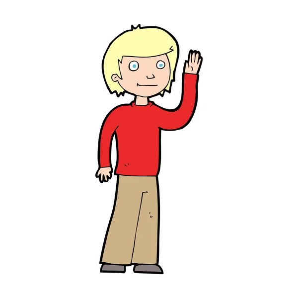 Cartoon friendly boy waving — Stock Vector