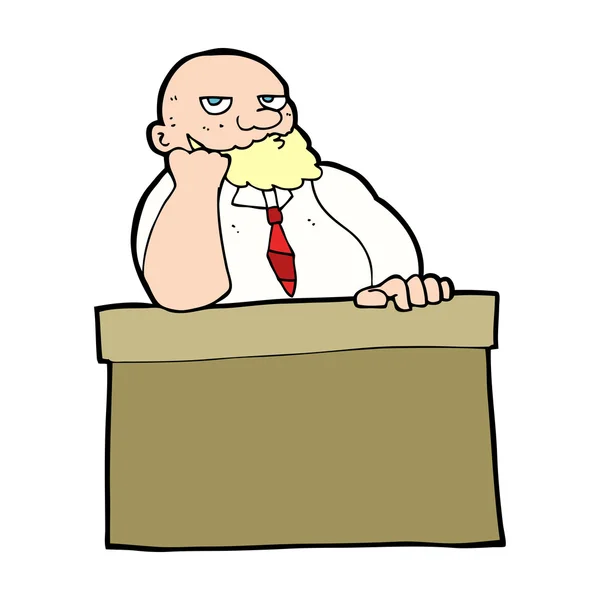 Hombre aburrido de dibujos animados en el escritorio — Vector de stock