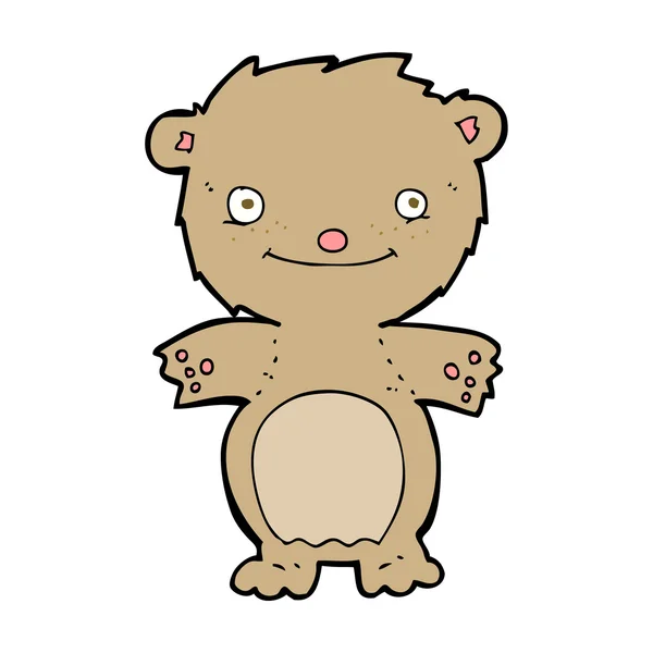 Dibujos animados feliz osito de peluche — Vector de stock