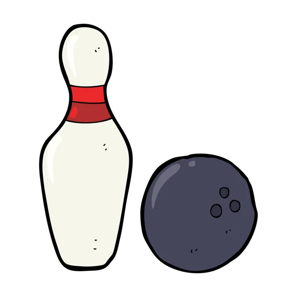 Dessin animé bowling dix broches — Image vectorielle