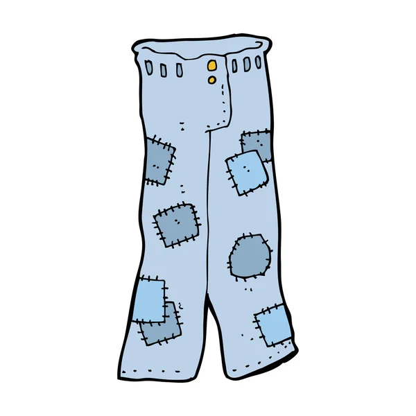 Desenho animado remendado jeans velhos — Vetor de Stock