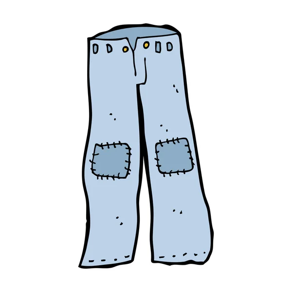 Dessin animé patché vieux jeans — Image vectorielle